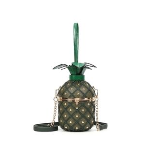 Diophy Dark Green Leather Pineapple Shape Satchel Crossbody Purse